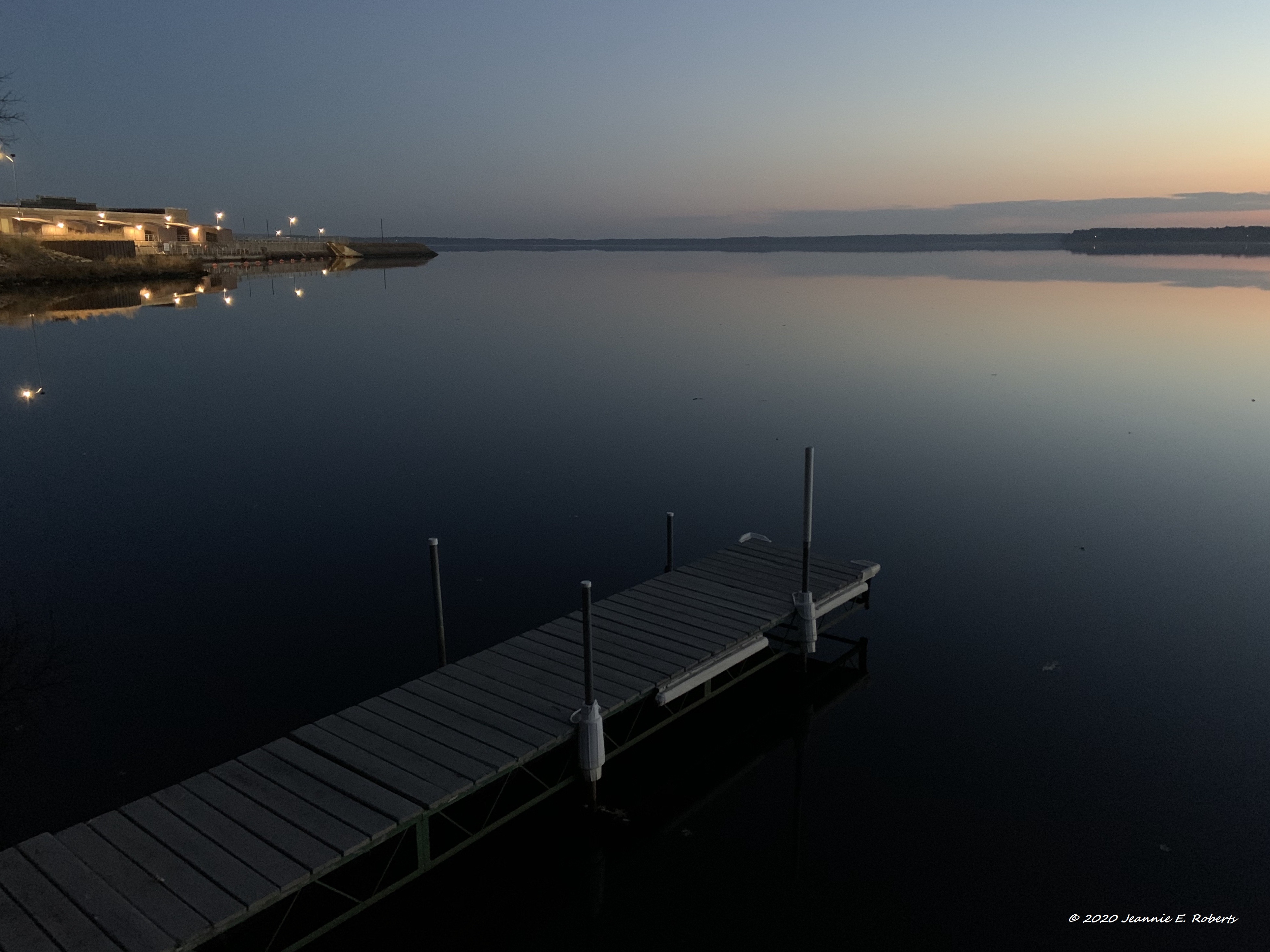 Dock with Dam Lights_Jeannie E. Roberts_11.05.2020